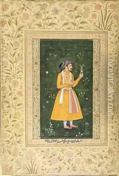 A Indian man Mughal Oil Painting - Abu'l Hasan