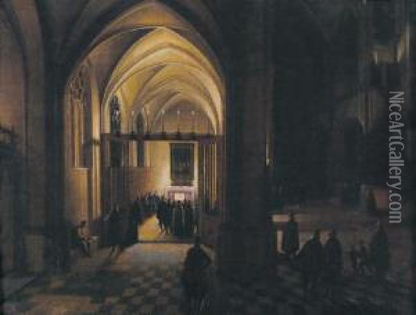Interno Di Chiesa Oil Painting - Hendrik Van Steenwyck I