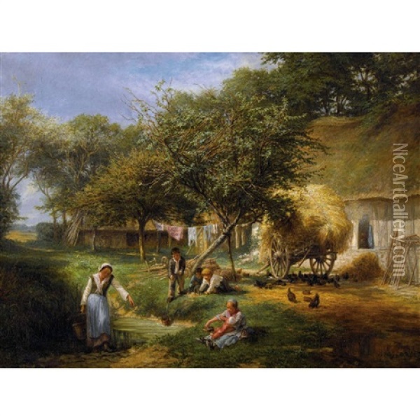 Landleben Oil Painting - Lucien-Etienne L. Melingue