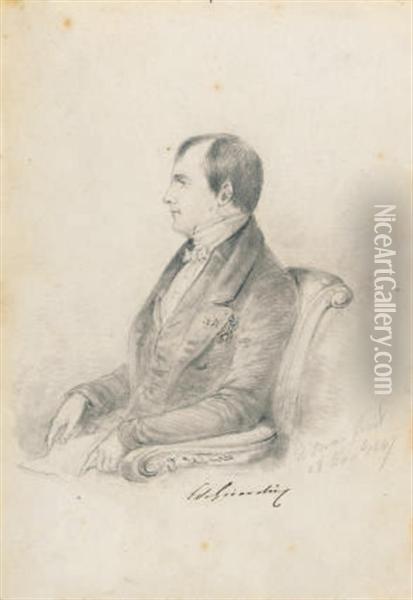 Portrait Of The Comte De Girardin Oil Painting - Alfred, Comte D' Orsay