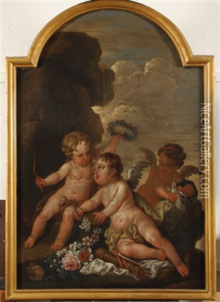 Scene Allegorique Avec Trois Putti Oil Painting - Gaspar de Witte