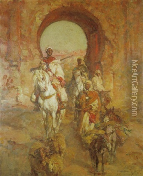 Porte D'un Bourg Marocain Oil Painting - Henri Emilien Rousseau