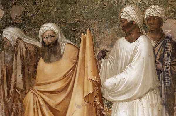 Scenes from the Life of Saint Francis- 6. St Francis before the Sultan (detail) 1325 Oil Painting - Giotto Di Bondone