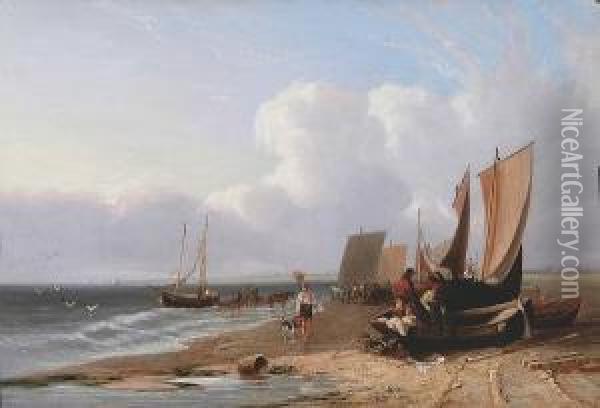 South View Of Yarmouth Beach, Norfolk, No.1 Oil Painting - Samuel David Colkett