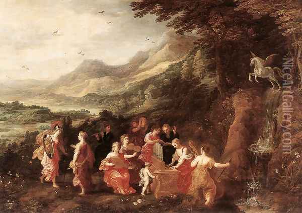 Helicon or Minerva's Visit to the Muses Oil Painting - Joos De Momper
