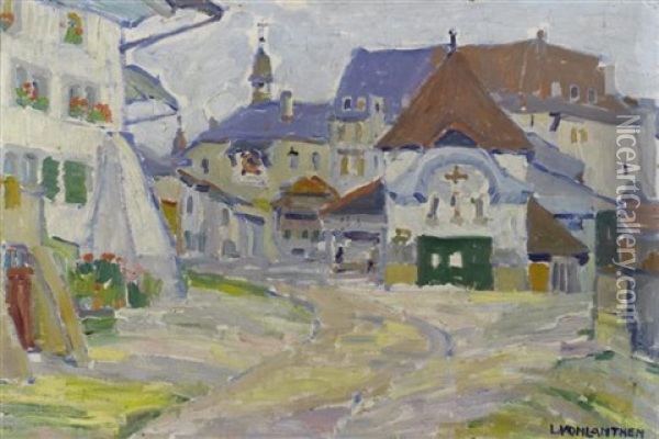 Kirchplatz Oil Painting - Louis Joseph Vonlanthen