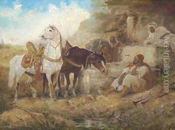 A rest at the watering hole Oil Painting - Eugene Delacroix