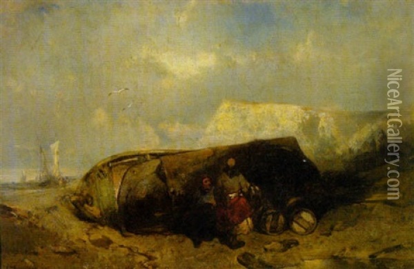 Rastendes Fischerpaar Oil Painting - Charles Hoguet