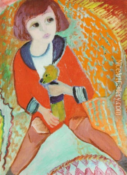 Ivan Med Teddybjorn Oil Painting - Sigrid (Maria) Hjerten
