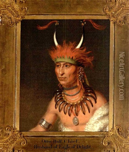 Ottoe Half Chief, Husband Of Eagle Of Delight Oil Painting - Charles Bird King