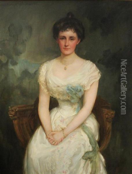 Portrait Of A Seated Lady Oil Painting - Charles Goldsborough Anderson