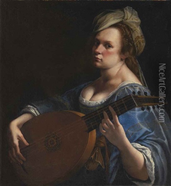 Self-portrait As A Lute Player Oil Painting - Artemisia Gentileschi