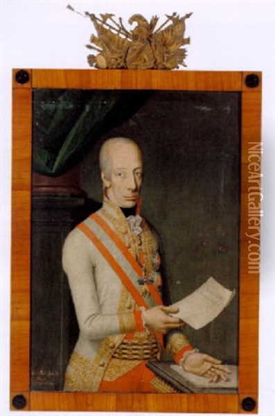 Portraet Af Den Ostrigske Kejser Franz I Oil Painting - Johann Loexhaller