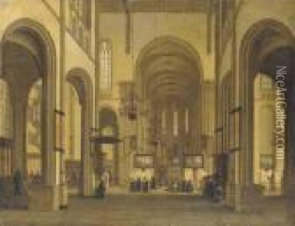 The Interior Of The East Apse Of Utrecht Cathedral Oil Painting - Hendrick Van Vliet