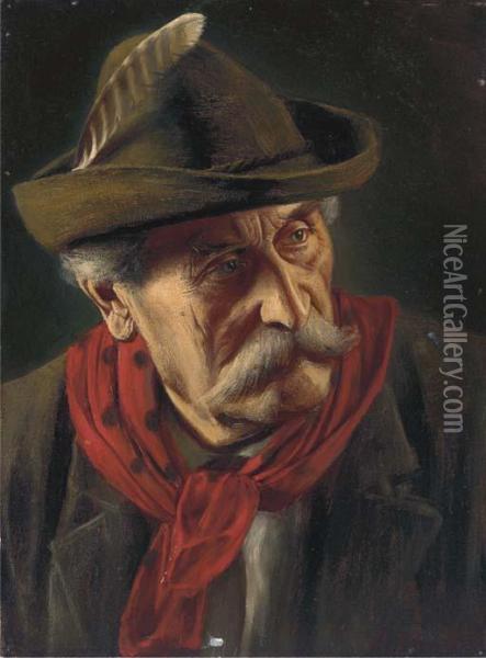 Portrait Of A Tyrolean Oil Painting - Alois Binder