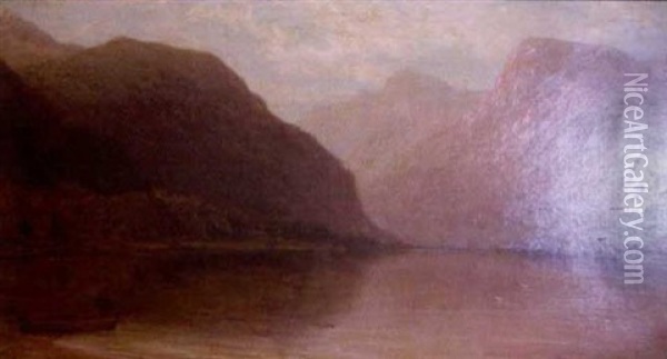Alm Lake Oil Painting - Nikolay Tysland Leganger