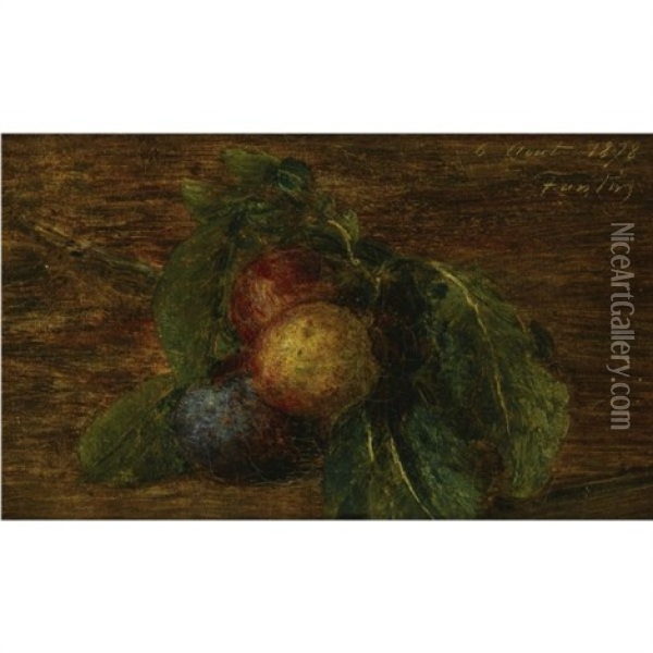 A Still Life With Prunes Oil Painting - Henri Fantin-Latour