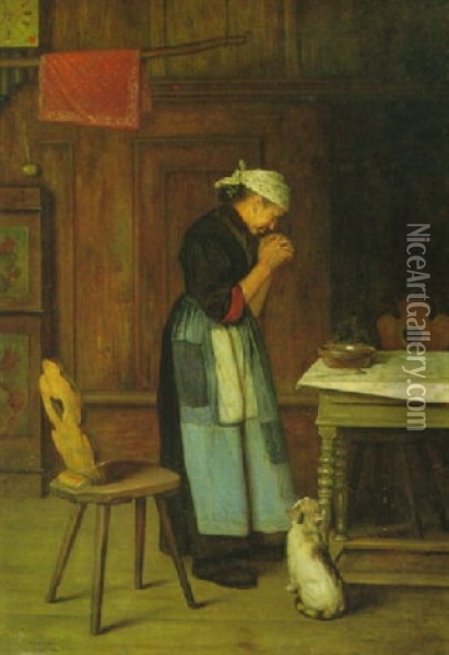 Das Tischgebet Oil Painting - Emil Strecker