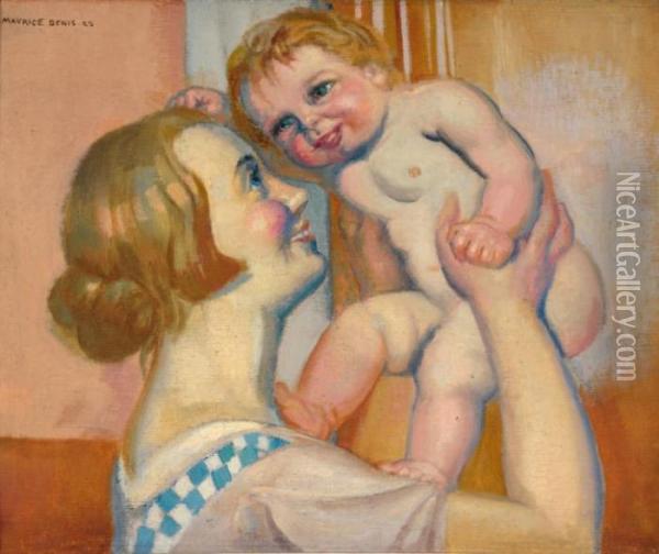 Enfant Nu Ou Annie Et Pauline Oil Painting - Maurice Denis
