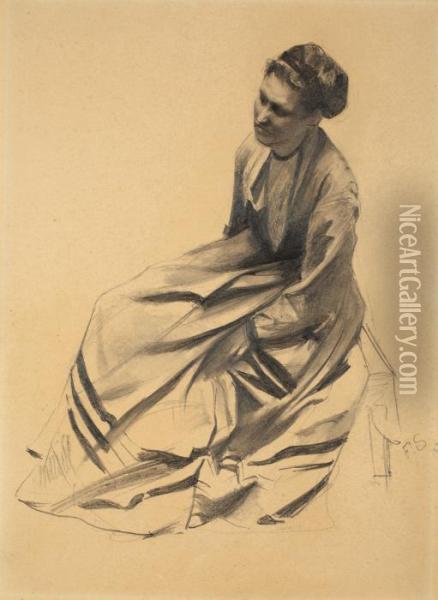 Sitzende Frau Nach Links Oil Painting - Franz Skarbina