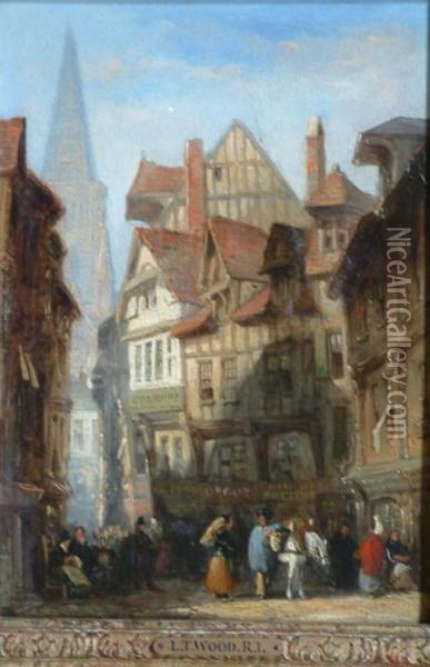 French Street Scene Oil Painting - Lewis John Wood