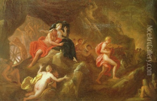 Orpheus Charming Pluto With His Music In The Underworld Oil Painting - Giacomo del Po