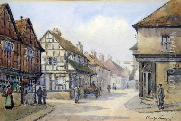 Village Street Scene Oil Painting - George Henry Downing