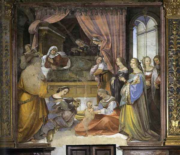 The Birth of the Virgin 1518 Oil Painting - Girolamo Del Pacchia