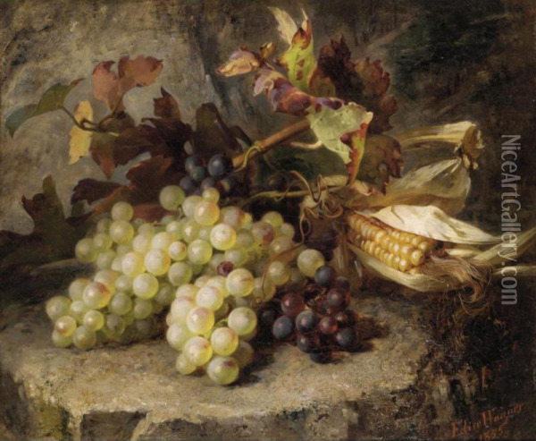 Still Life Of Grapes Oil Painting - Elise Puyroche-Wagner