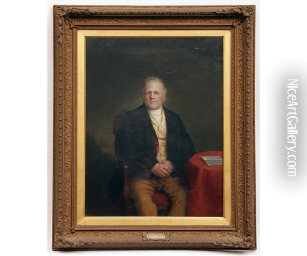 Portrait Of An Unknown Gent Seated Oil Painting - Joseph Clover