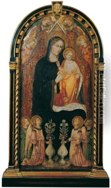 Thronende Madonna Von Engeln Umgeben Oil Painting - Rossello di Jacopo Franchi