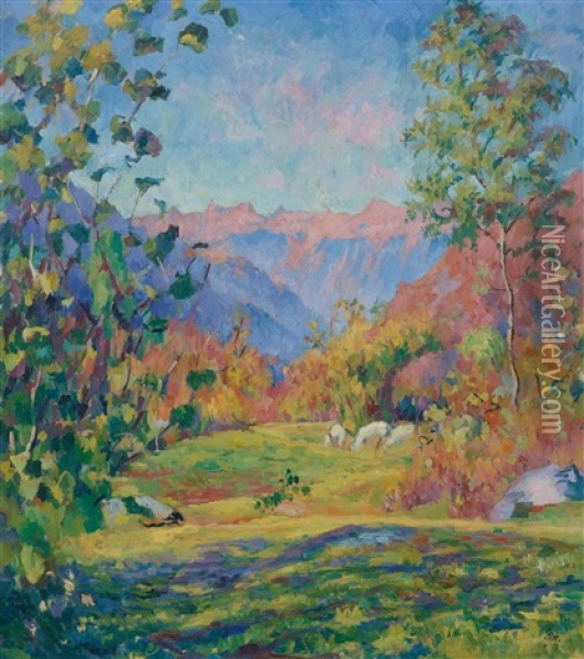 Autumn Morning Oil Painting - Giovanni Giacometti