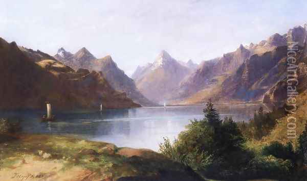 Tarn 1880 Oil Painting - Karoly Telepy