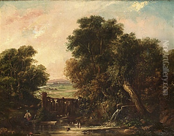 Landskap Med Utsikt Over Ang Och Kullar Oil Painting - John Constable