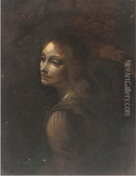 Head Of An Angel Oil Painting - Leonardo Da Vinci