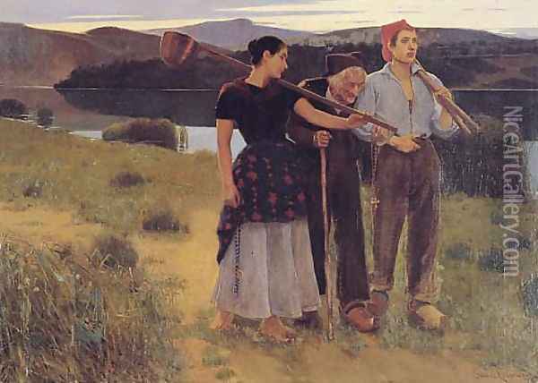 Vuelta del Campo Oil Painting - Joan Llimona y Bruguera