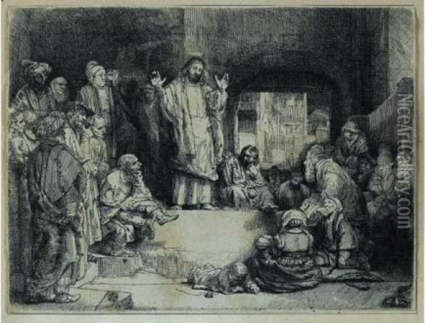 Le Christ Prechant Ou La Petite Tombe. Oil Painting - Rembrandt Van Rijn