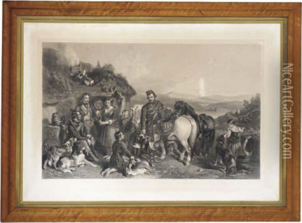 Sportsmen Halting At A Highland Bothy Oil Painting - John Frederick Tayler
