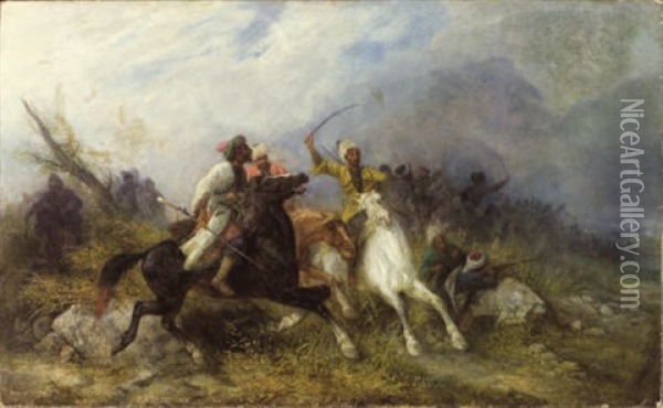 Kaukasische Schlacht Oil Painting - Jozef Brandt