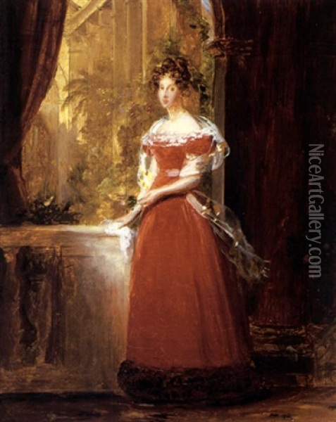 Portrait Of Woman (duchess D'coigny?) Oil Painting - Marguerite Gerard