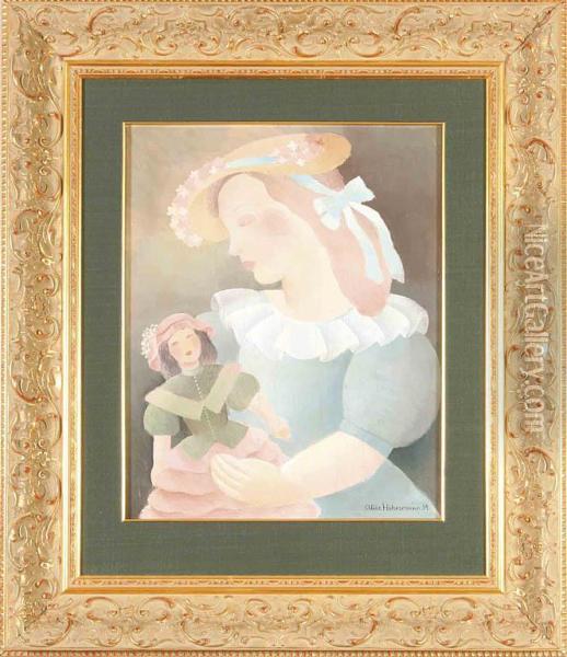 Dziewczynka Z Lalka, 1934 R. Oil Painting - Alice Hohermann