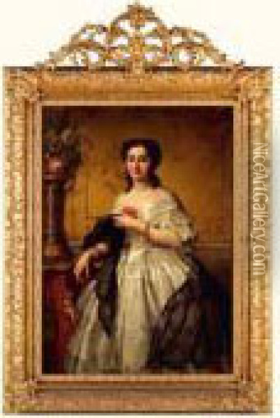 Portrait D'une Dame De La Societe Lyonnaise Oil Painting - Adelaide Salles-Wagner