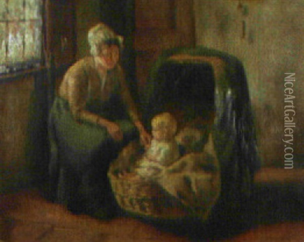 Mutter Mit Kinderwiege Oil Painting - Adriaan Van Doorn