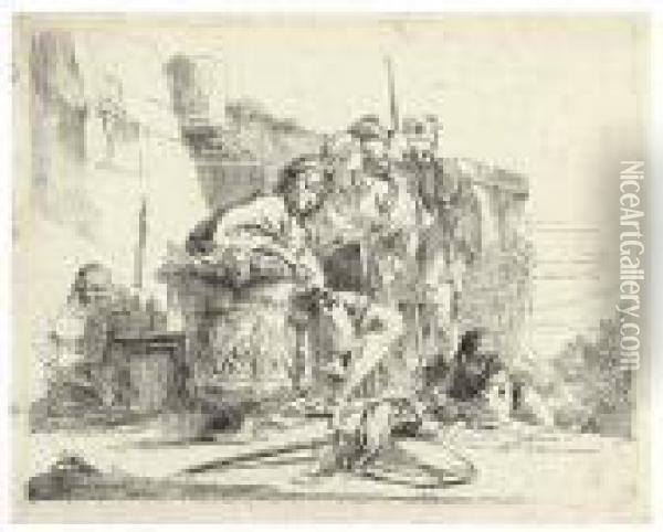 Giovane Seduto, Appoggiato Ad Un'urna. Oil Painting - Giovanni Battista Tiepolo