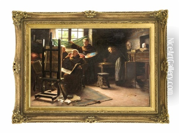 Monche An Der Staffelei Oil Painting - Giovanni Battista Torriglia