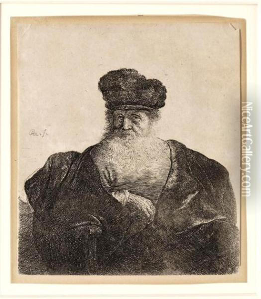 Hombre Viejo Con Barba Y Sombrero De Terciopelo Oil Painting - Rembrandt Van Rijn