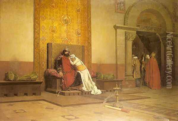 The Excommunication of Robert the Pious in 998, 1875 Oil Painting - Jean-Paul Laurens