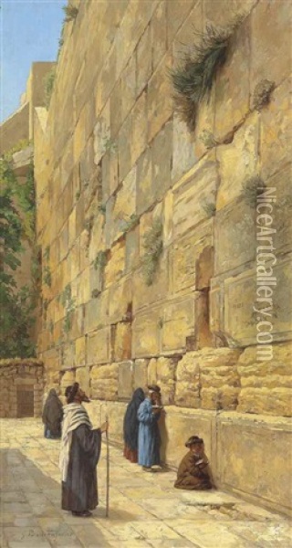 At The Wailing Wall Oil Painting - Gustav Bauernfeind