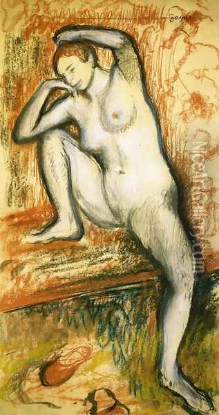 Nude Study of a Dancer Oil Painting - Edgar Degas