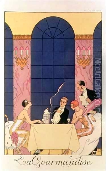 The Gourmands 1920-30 Oil Painting - Georges Barbier